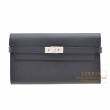 Hermes　Kelly wallet long　Black　Epsom leather　Silver hardware