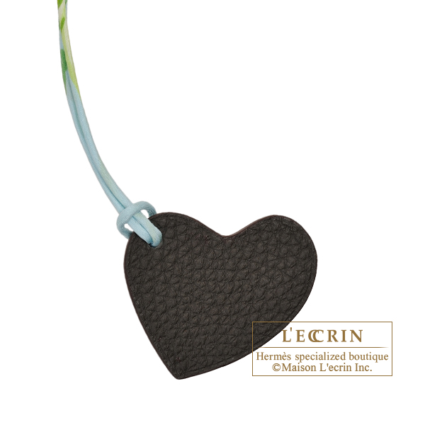 Hermes　Petit H　Heart Charm　Brown/Red　Clemence leather/Epsom leather