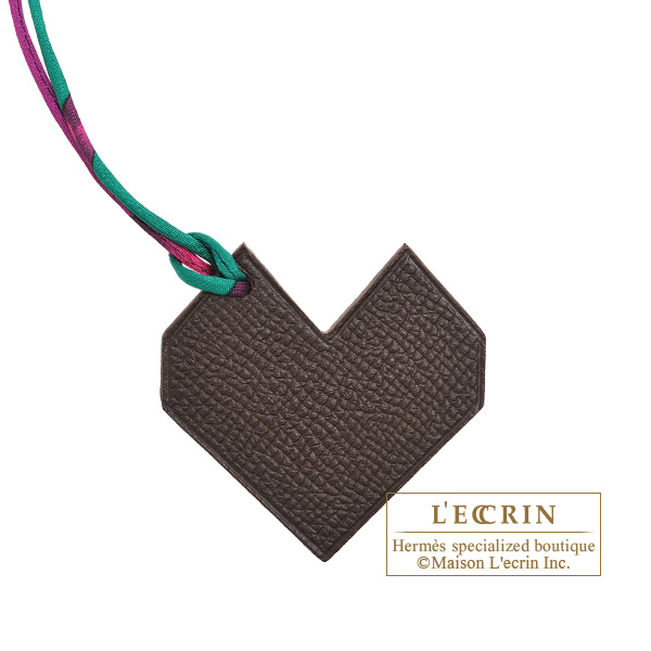 Hermes　Petit H　Heart Charm　Brown/Navy　Epsom leather/Clemence leather
