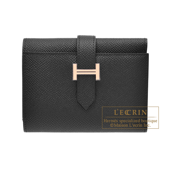 Hermes　Bearn Conbine　Black　Epsom leather　Rose gold hardware