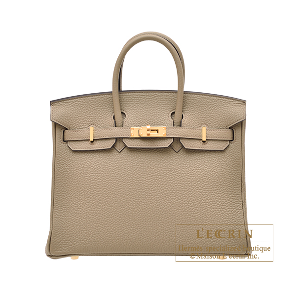 Hermes　Birkin bag 25　Beige marfa　Togo leather　Gold hardware