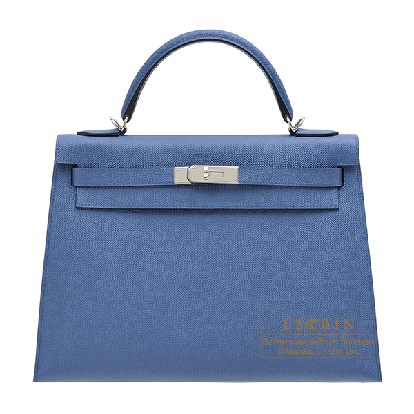Hermes　Kelly bag 32　Sellier　Blue agate　Epsom leather　Silver hardware