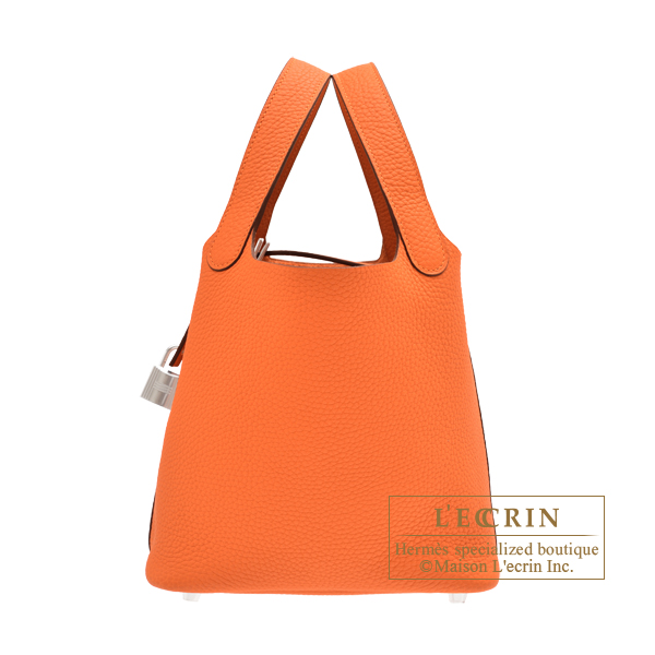 Hermes　Picotin Lock bag 18/PM　Orange　Clemence leather　Silver hardware