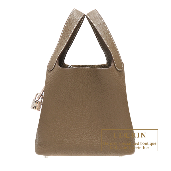 Hermes　Picotin Lock bag 22/MM　Etoupe grey　Clemence leather　Silver hardware