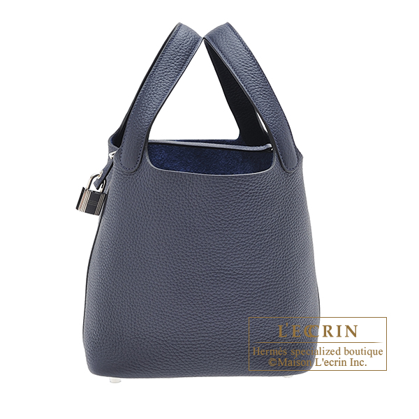 Hermes　Picotin Lock bag 18/PM　Blue nuit　Clemence leather　Silver hardware