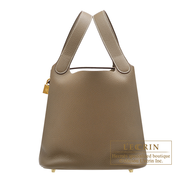 Hermes　Picotin Lock bag 22/MM　Etoupe grey　Clemence leather　Gold hardware