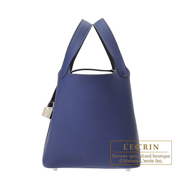 Hermes　Picotin Lock bag 18/PM　Blue saphir　Maurice leather　Silver hardware