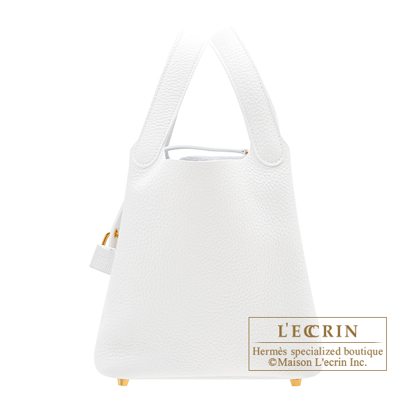 Hermes　Picotin Lock bag 18/PM　White　Clemence leather　Gold hardware