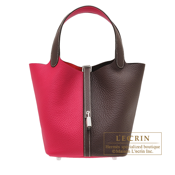 Hermes　Picotin Lock casaque bag 22/MM　Rouge sellier/　Framboise　Clemence leather　Silver hardware