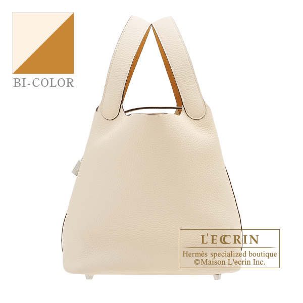 Hermes　Picotin Lock　Eclat bag 22/MM　Nata/Sesame　Clemence leather/Swift leather　Silver hardware