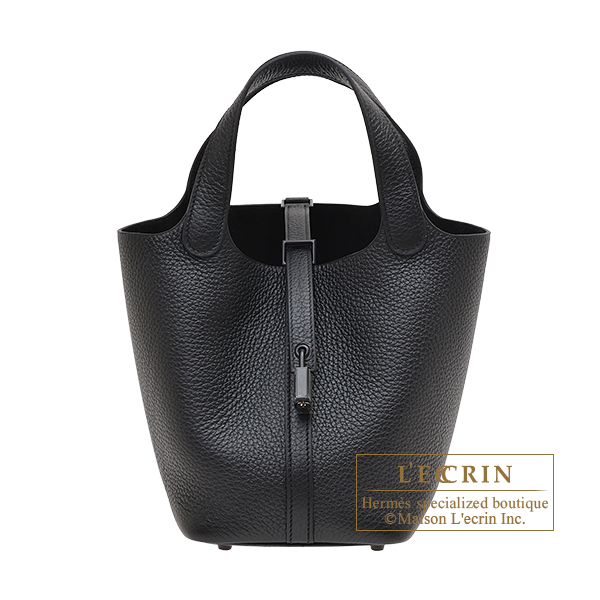Hermes　Picotin Lock Monochrome bag 18/PM　So-black　Black　Clemence leather　Black hardware