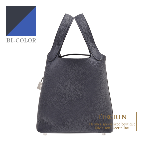 Hermes　Picotin Lock　Eclat bag 18/PM　Blue nuit/Blue france　Clemence leather/Swift leather　Silver hardware
