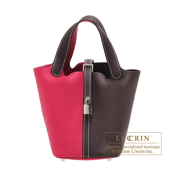 Hermes　Picotin Lock casaque bag 18/PM　Rouge sellier/　Framboise　Clemence leather　Silver hardware