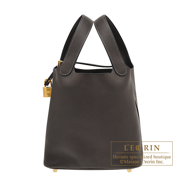Hermes　Picotin Lock bag 18/PM　Ebene　Barenia faubourg leather　Gold hardware