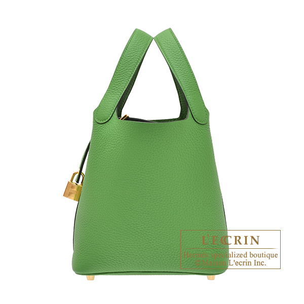 Hermes　Picotin Lock bag 18/PM　Vert yucca　Clemence leather　Gold hardware