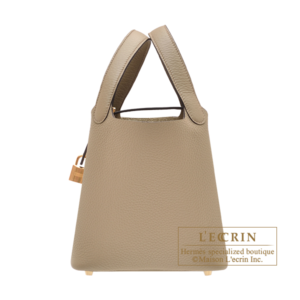 Hermes　Picotin Lock bag 18/PM　Beige marfa　Clemence leather　Gold hardware