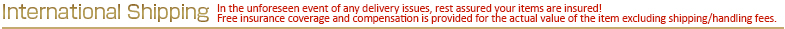 International Shipping：In the unforeseen event of any delivery issues, rest assured your items are insured! Free insurance coverage and compensation is provided for the actual value of the item excluding shipping/handling fees.