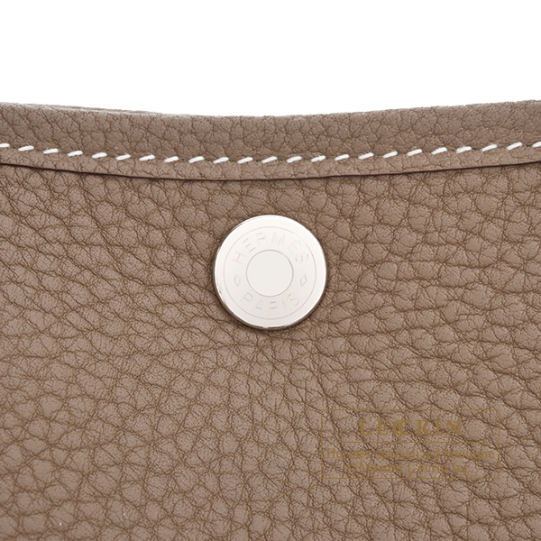 hermes garden party 36 (stamp r 2014) etoupe nagonda leather, silver  hardware, no dust cover