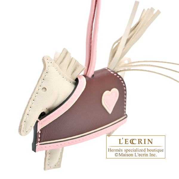 Hermes Rodeo charm Robeo Coeur PM Craie/Rose sakura/Terre Agneau/Swift leather