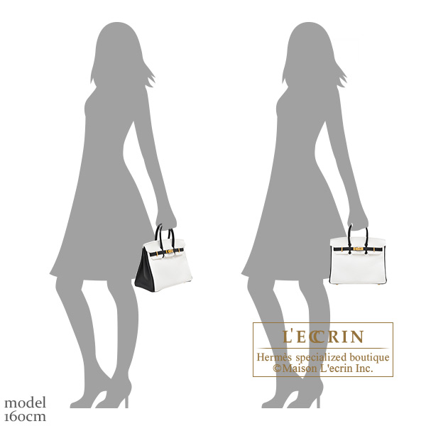 Hermes Personal Birkin bag 25 White/ Black Clemence leather Gold hardware