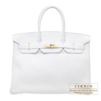 Hermes　Birkin bag 35　White　Clemence leather　Gold hardware