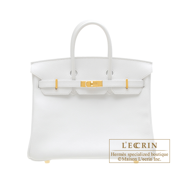 Hermes Birkin bag 25 White Epsom leather Gold hardware