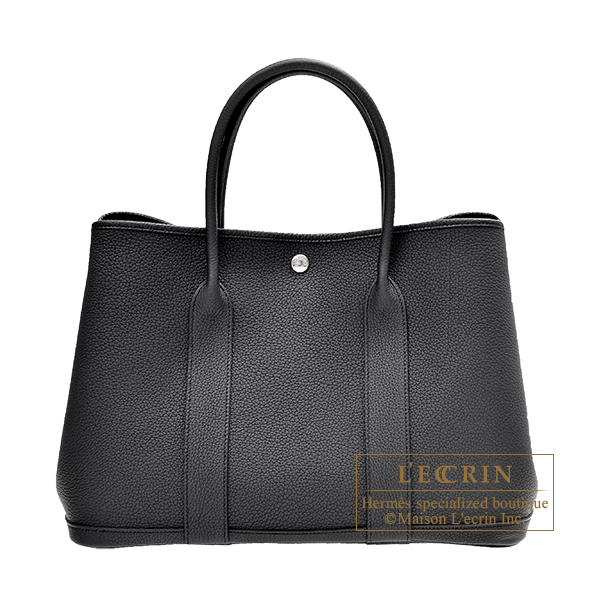 Hermes　Garden Party bag 36/PM　Black　Negonda leather　Silver hardware