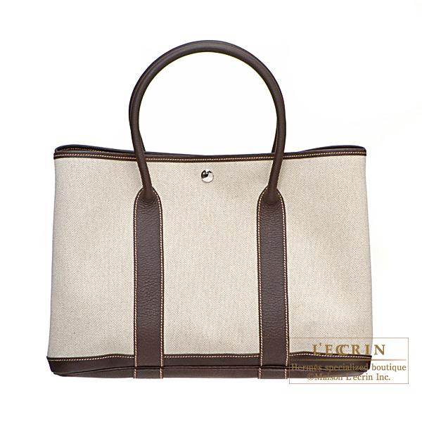 Hermes Garden Party bag PM Cocaon Cotton canvas Silver hardware