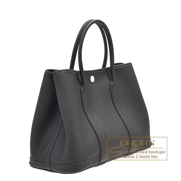 Hermes Bag Garden Party 30 Bag Black Canvas / Craie Negonda Leather Pa –  Mightychic