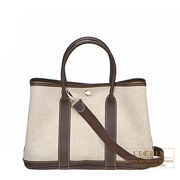 Hermes Brown Canvas and Leather Garden Party TPM Bag Hermes
