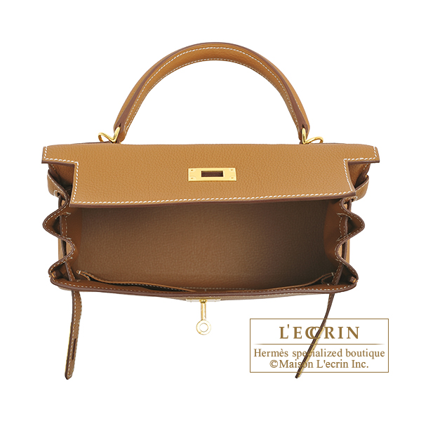 Hermes Kelly 28 Orange Togo Gold Hardware 