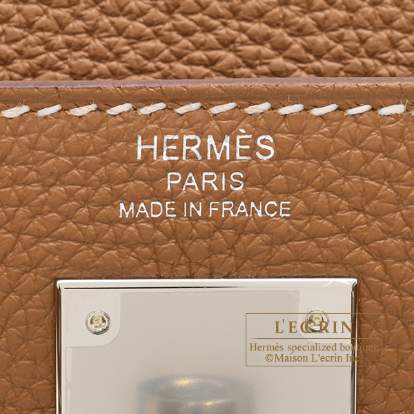 Hermes　Kelly bag 28　Retourne　Gold　Togo leather　Silver hardware