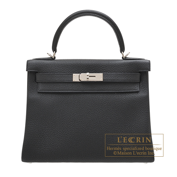 Hermes　Kelly bag 28　Retourne　Black　Togo leather　Silver hardware