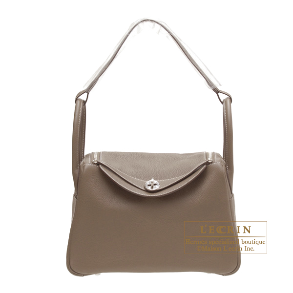 Hermes Lindy bag 30 Etoupe grey Clemence leather Silver hardware