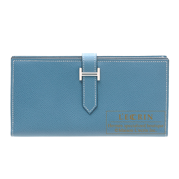 Hermes　Bearn Soufflet　Blue jean　Epsom leather　Silver hardware