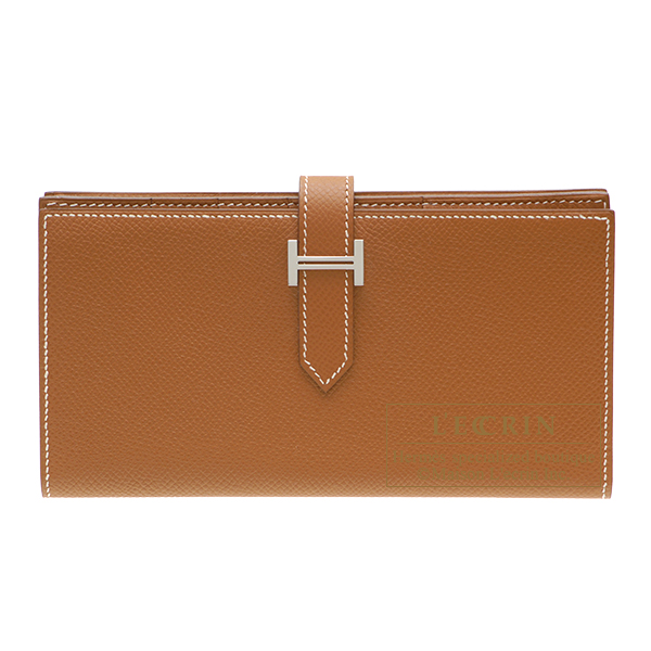 Hermes　Bearn Soufflet　Gold　Epsom leather　Silver hardware