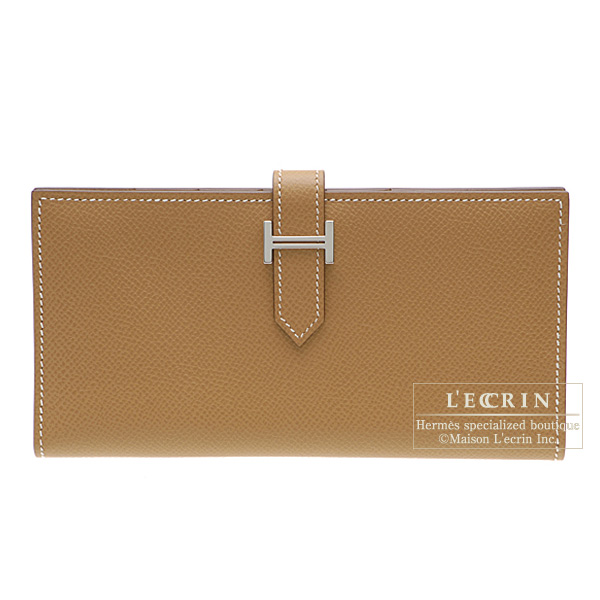 Hermes　Bearn bi-fold wallet　Natural　Epsom leather　Silver hardware