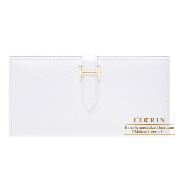 Hermes　Bearn bi-fold wallet　White　Epsom leather　Gold hardware