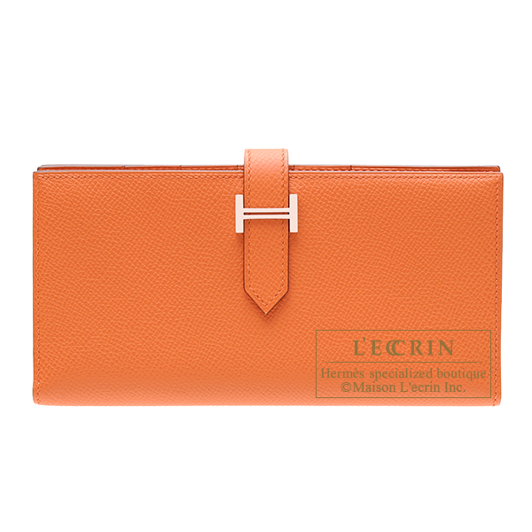 Hermes　Bearn Soufflet　Orange　Epsom leather　Silver hardware