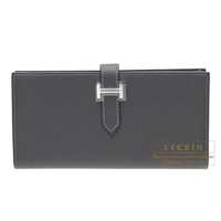 Hermes　Bearn Soufflet　Graphite　Epsom leather　Silver hardware