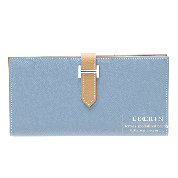 Hermes　Bearn bi-fold wallet　Bi-color　 Blue jean/Natural　Epsom leather　Silver hardware