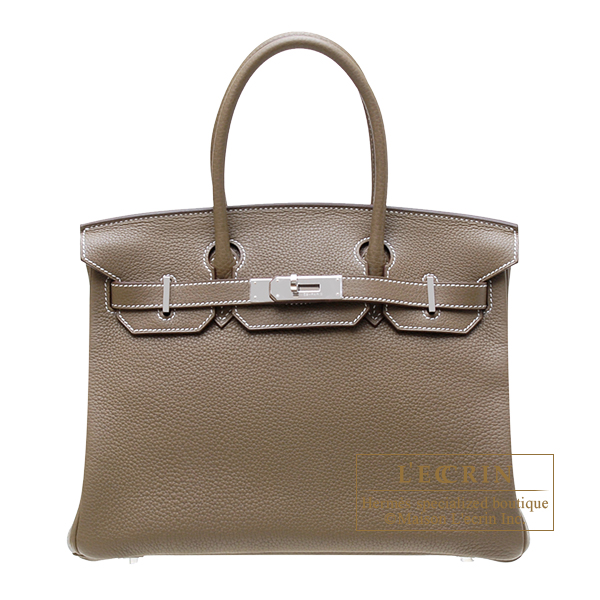 Hermes　Birkin bag 30　Etoupe grey　Clemence leather　Silver hardware