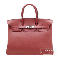 Hermes　Birkin bag 35　Rouge garance　Clemence leather　Silver hardware
