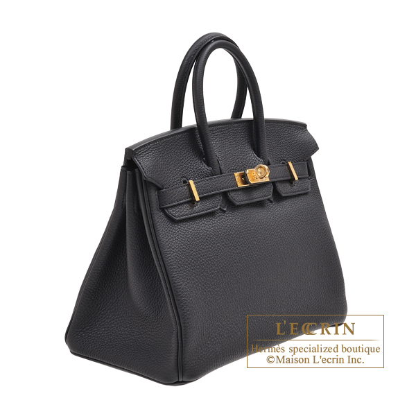 Hermes Birkin bag 25 Black Togo leather Gold hardware L ecrin