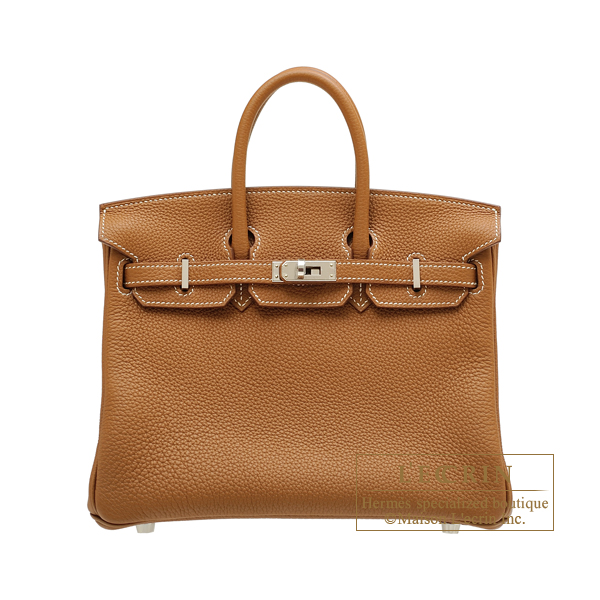 Hermes　Birkin bag 25　Gold　Togo leather　Silver hardware