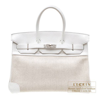 Hermes　Birkin bag 35　White　Toile H/Clemence leather　Silver hardware