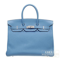 Hermes　Birkin bag 35　Blue jean　Clemence leather　Silver hardware