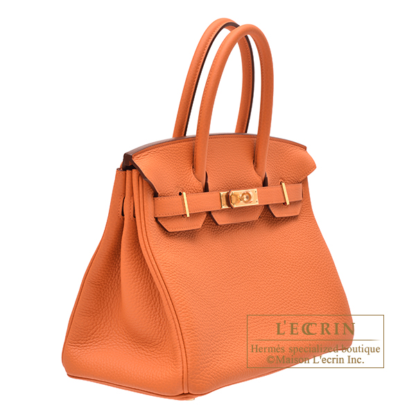 Hermes Birkin 30 Orange Clemence Gold Hardware