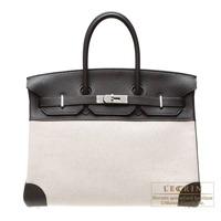 Hermes　Birkin bag 35　Ebene　Toile H/Clemence leather　Silver hardware