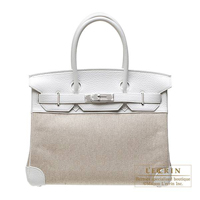 Hermes　Birkin bag 30　White　Toile H/Clemence　Silver hardware
